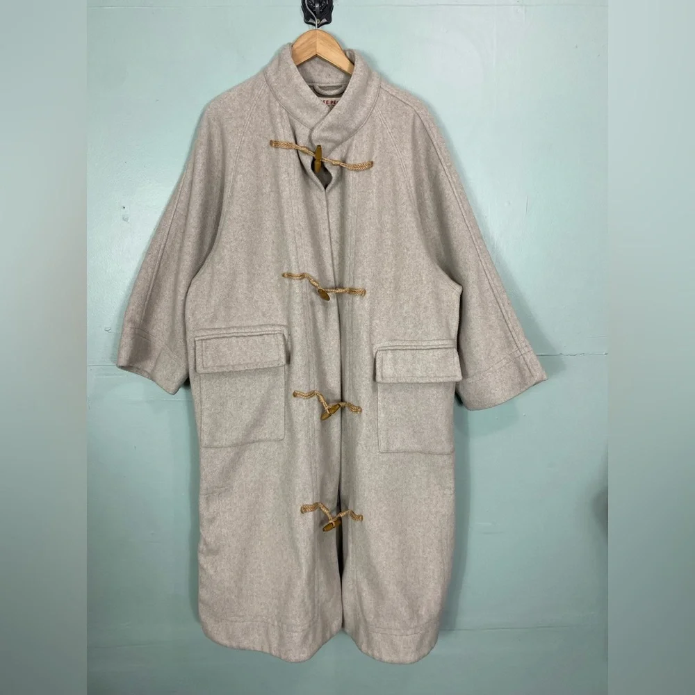 Free People Alma Duffle Coat Gray Tassel Long Length‎ Size Medium MISSING BELT